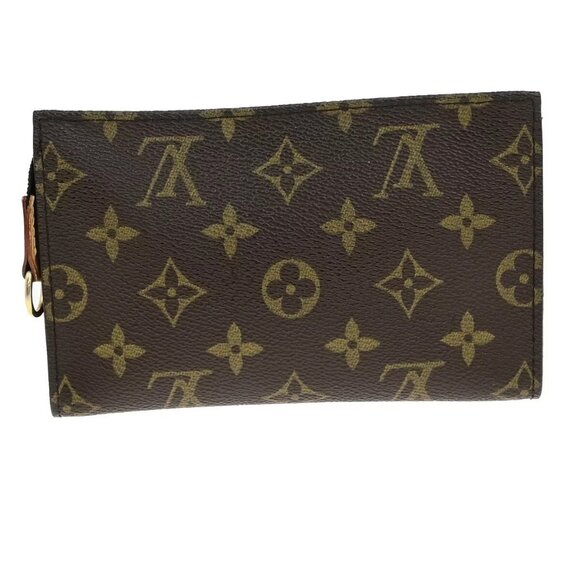 LOUIS VUITTON Logo BUCKET PM Pouch Bag Monogram Leather Brown France 60EE071 - Picture 8 of 13